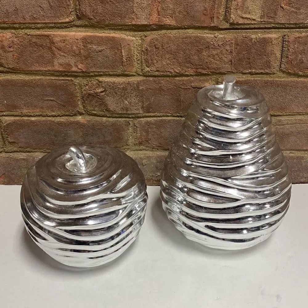 Silver Pumpkin Decor Set of 2 - Picture 2 of 6